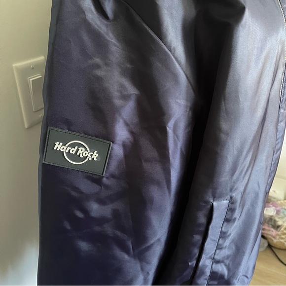 Hard Rock Quilted Bomber Jacket Navy - Size Medium - Picture 9 of 12